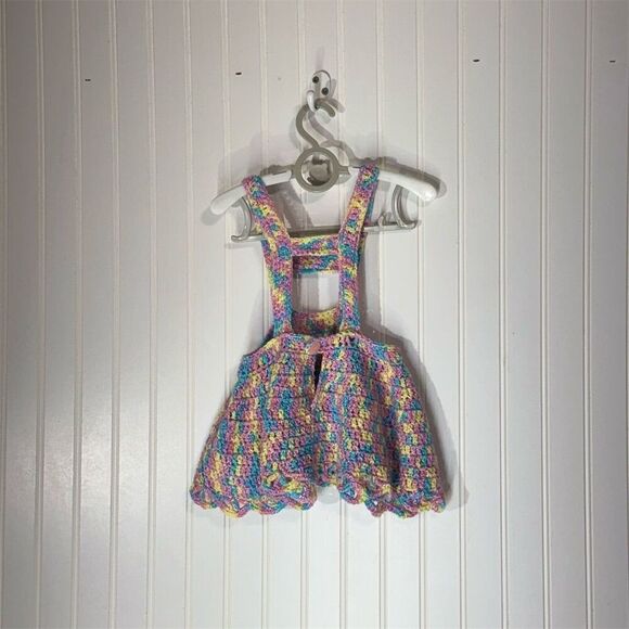 Handmade Baby Crochet Top & Bloomers Rainbow Pastel Sparkle 0–6M Cottagecore - Picture 2 of 9